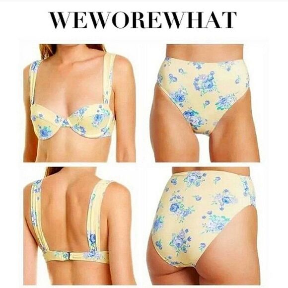 WeWoreWhat Floral Wide Strap Underwire Bikini Top & Bottom 2 Pc Set M Swimsuit - Picture 1 of 9